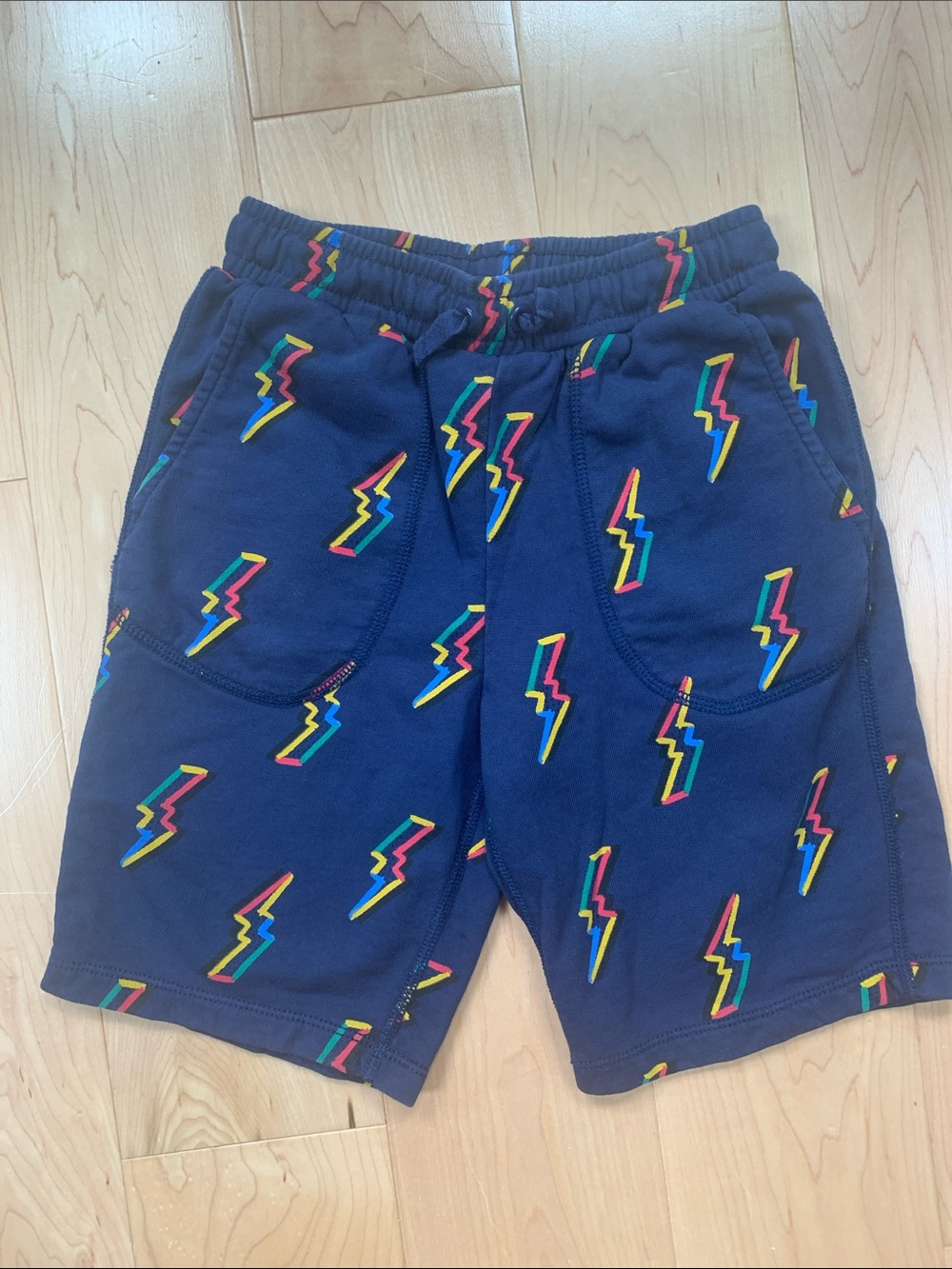 Hanna Andersson Lightening Pattern on Navy Blue. Cotton knit sz 130/8